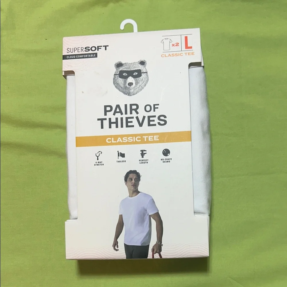 (2) pack White Classic Tee for Men-Pair of thieves-Size Large
